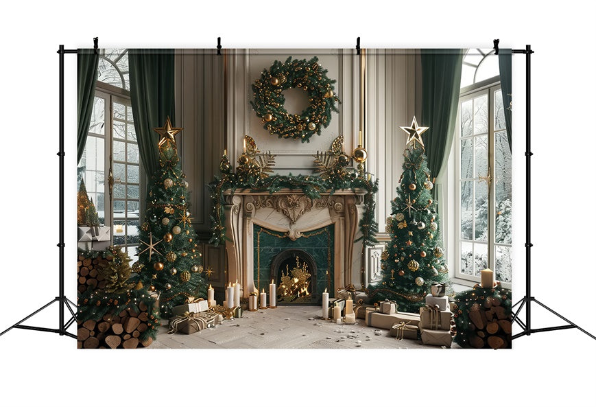 Christmas Warm Hearth Celebration Backdrop UK BRP8-37