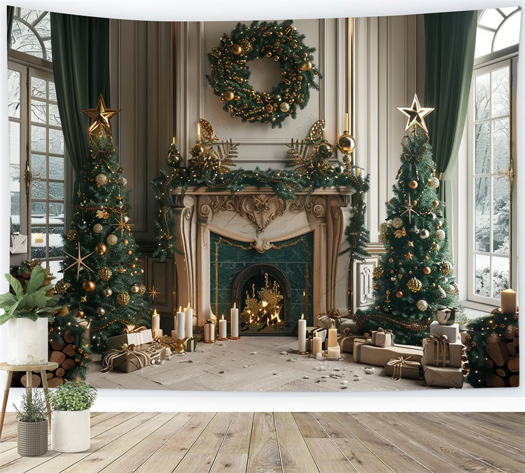 Christmas Warm Hearth Celebration Backdrop UK BRP8-37