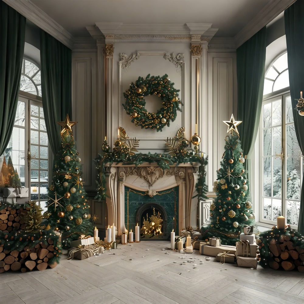 Christmas Warm Hearth Celebration Backdrop UK BRP8-37