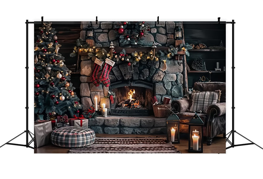 Christmas Wreath and Candlelit Backdrop UK BRP8-38