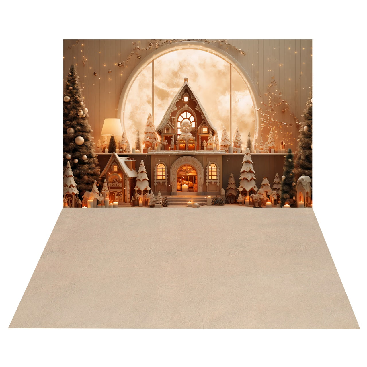 Christmas Snowy Cottage Backdrop + Winter Floor Backdrop BRP8-393