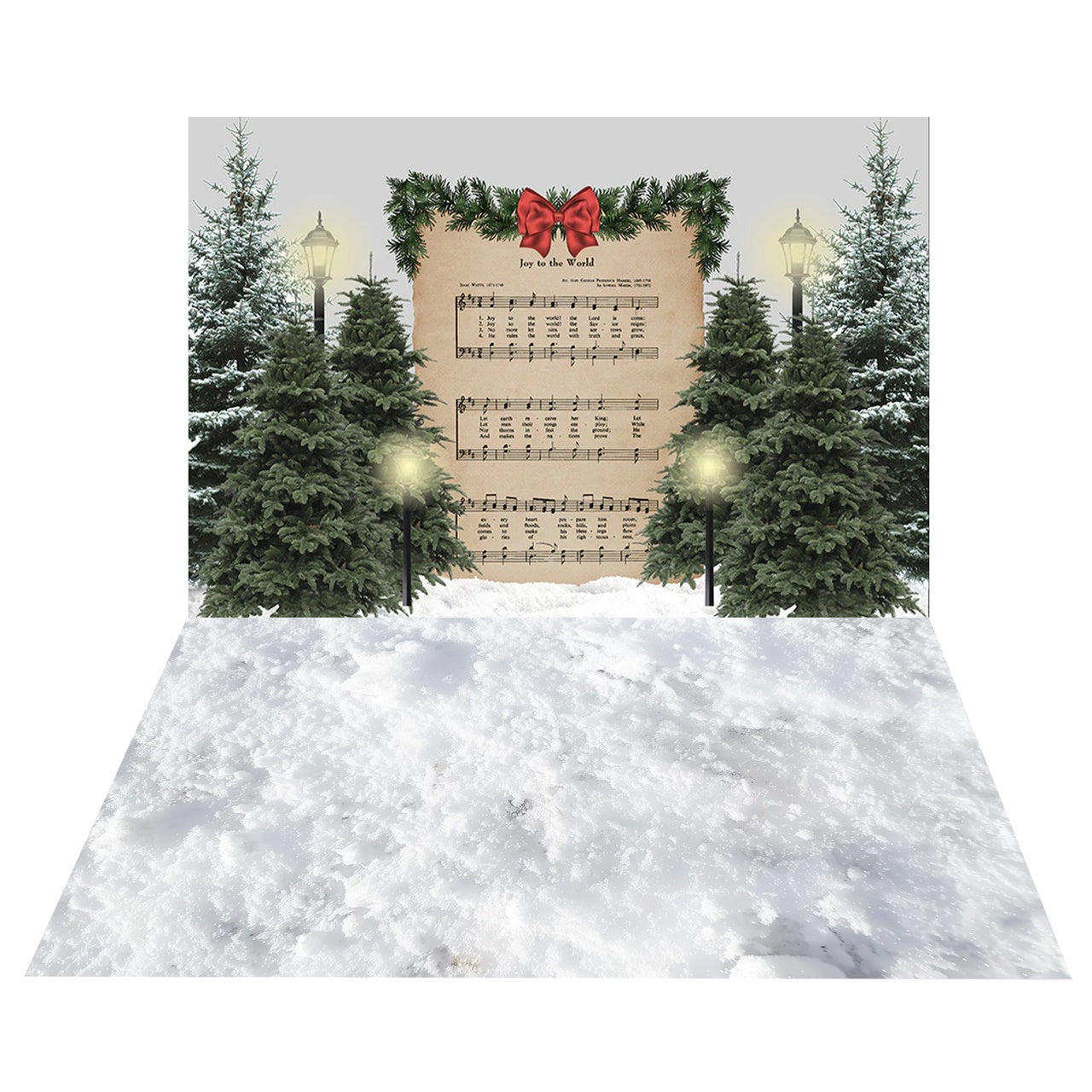 Christmas Carol Sheet Music Backdrop + Snowy Floor Backdrop BRP8-397