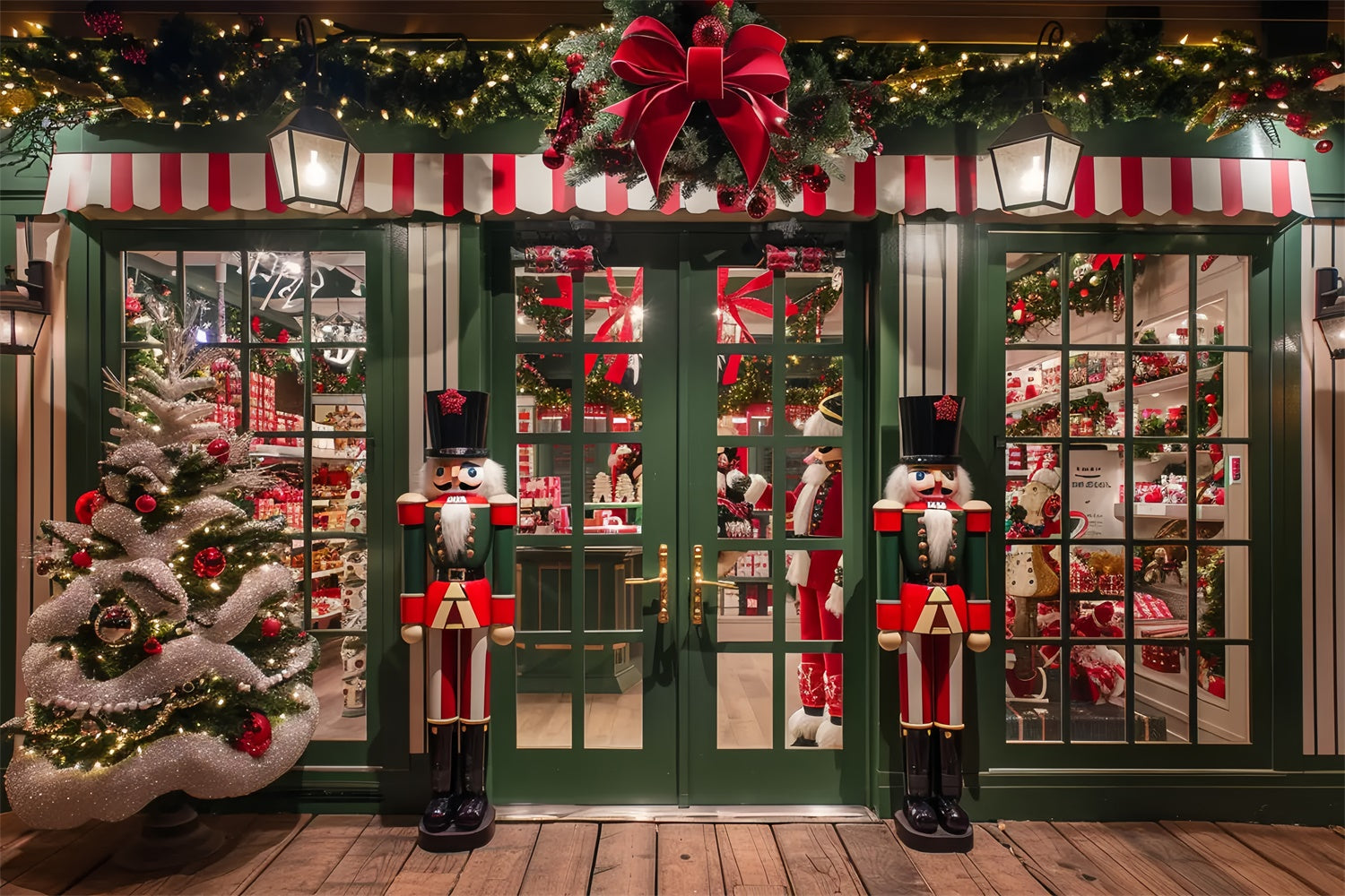 Christmas Storefront with Nutcrackers Backdrop UK BRP8-40