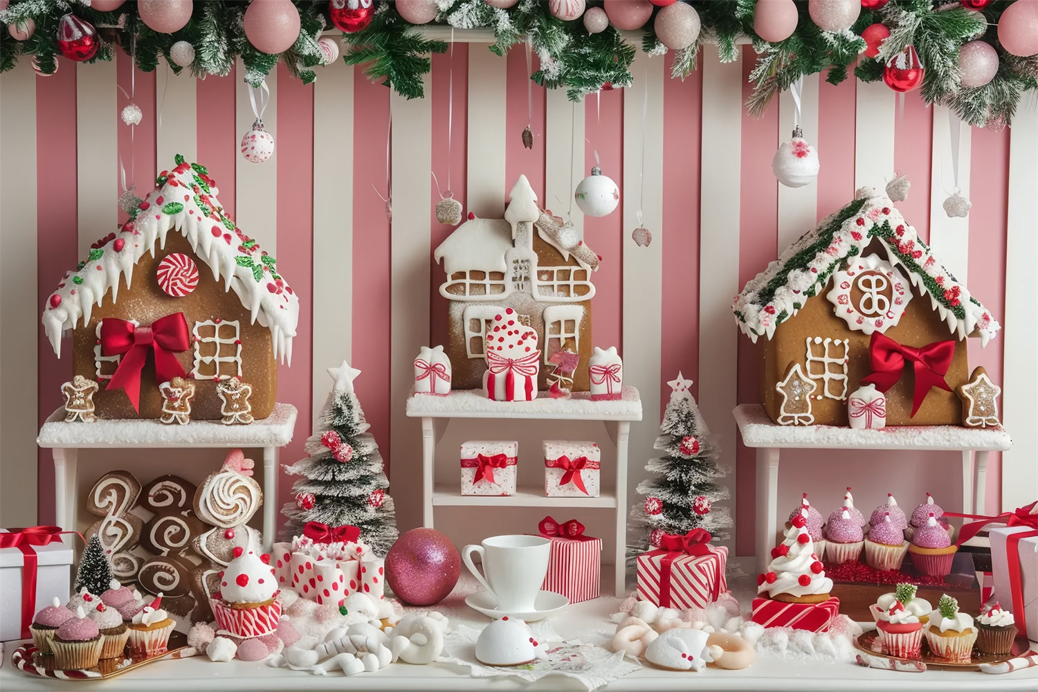 Christmas Pink Candy Wonderland Backdrop UK BRP8-42