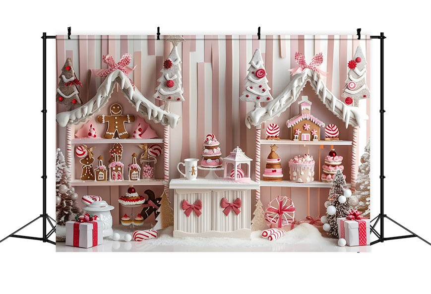 Christmas Pink Gingerbread Display Backdrop UK BRP8-43