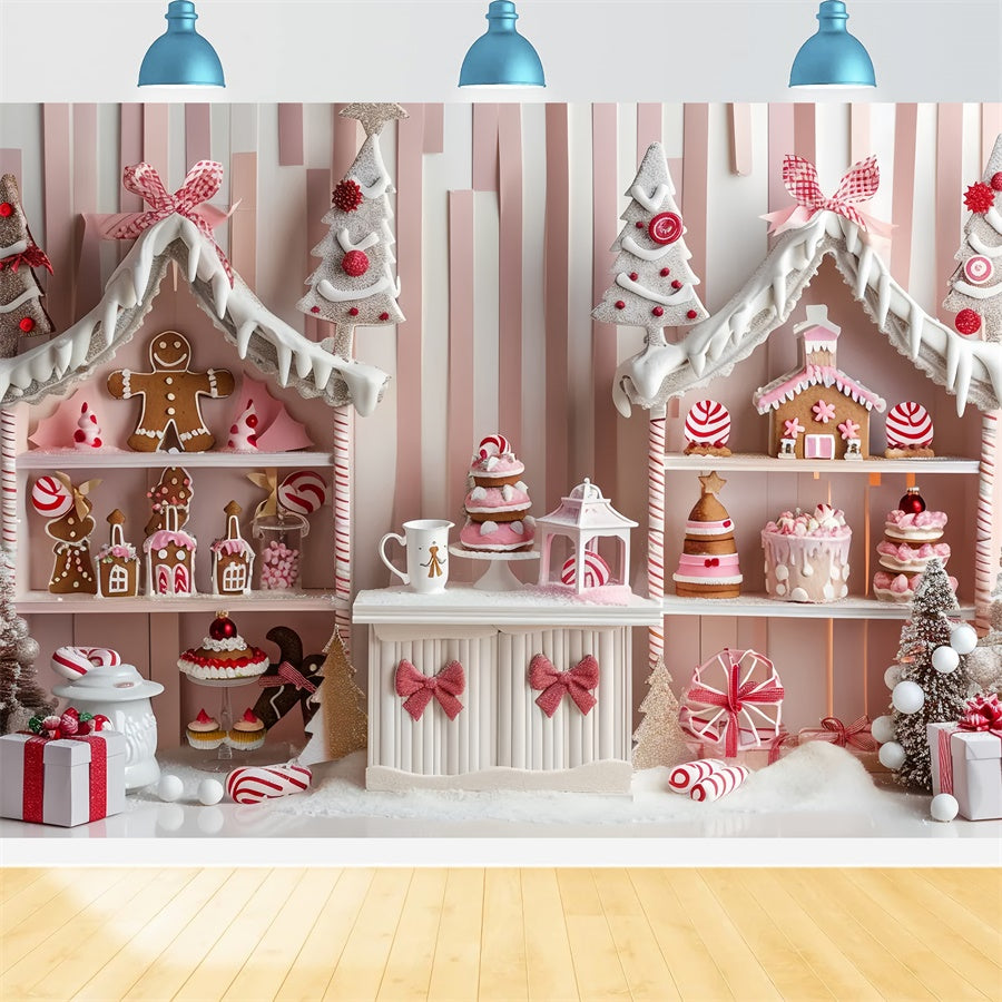 Christmas Pink Gingerbread Display Backdrop UK BRP8-43