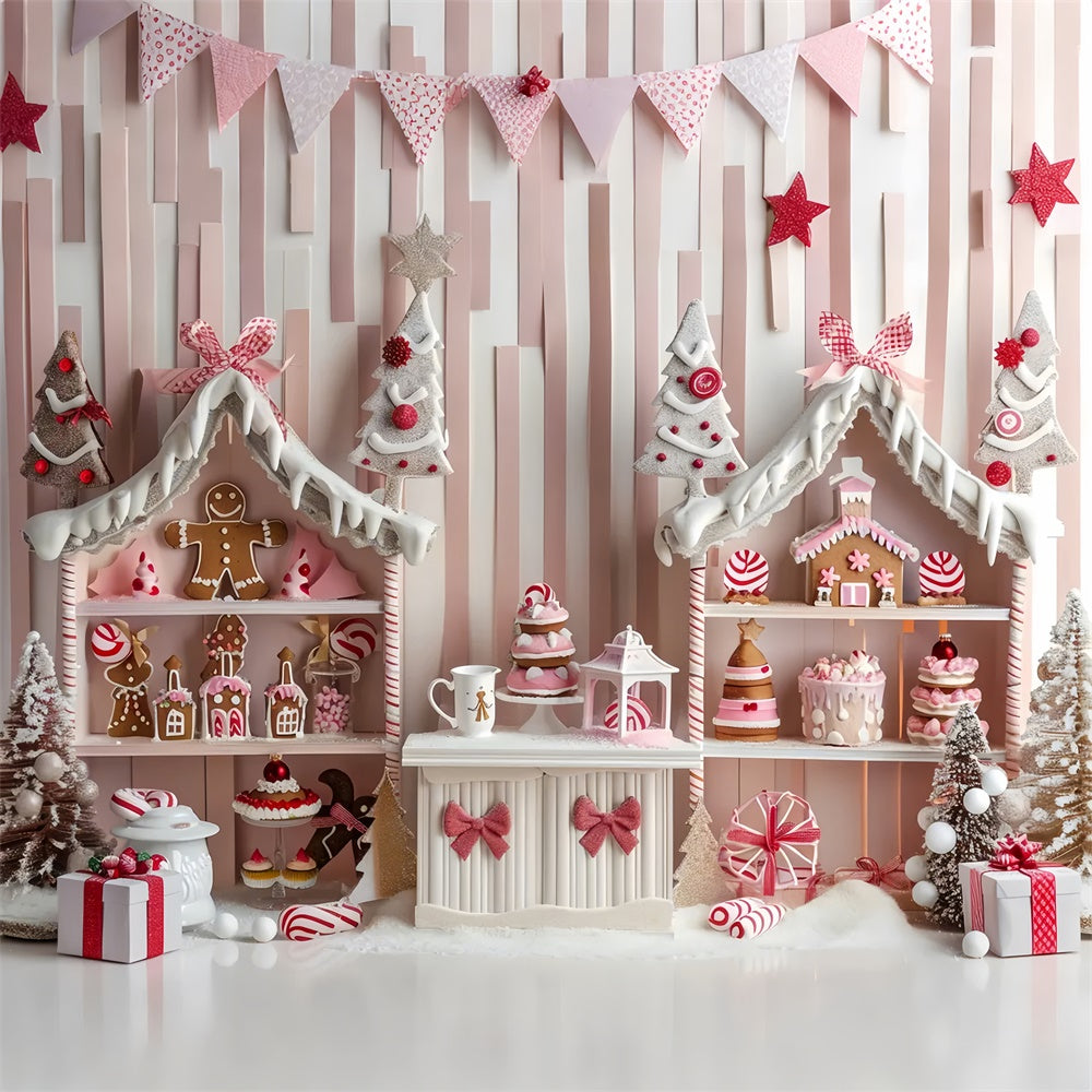 Christmas Pink Gingerbread Display Backdrop UK BRP8-43