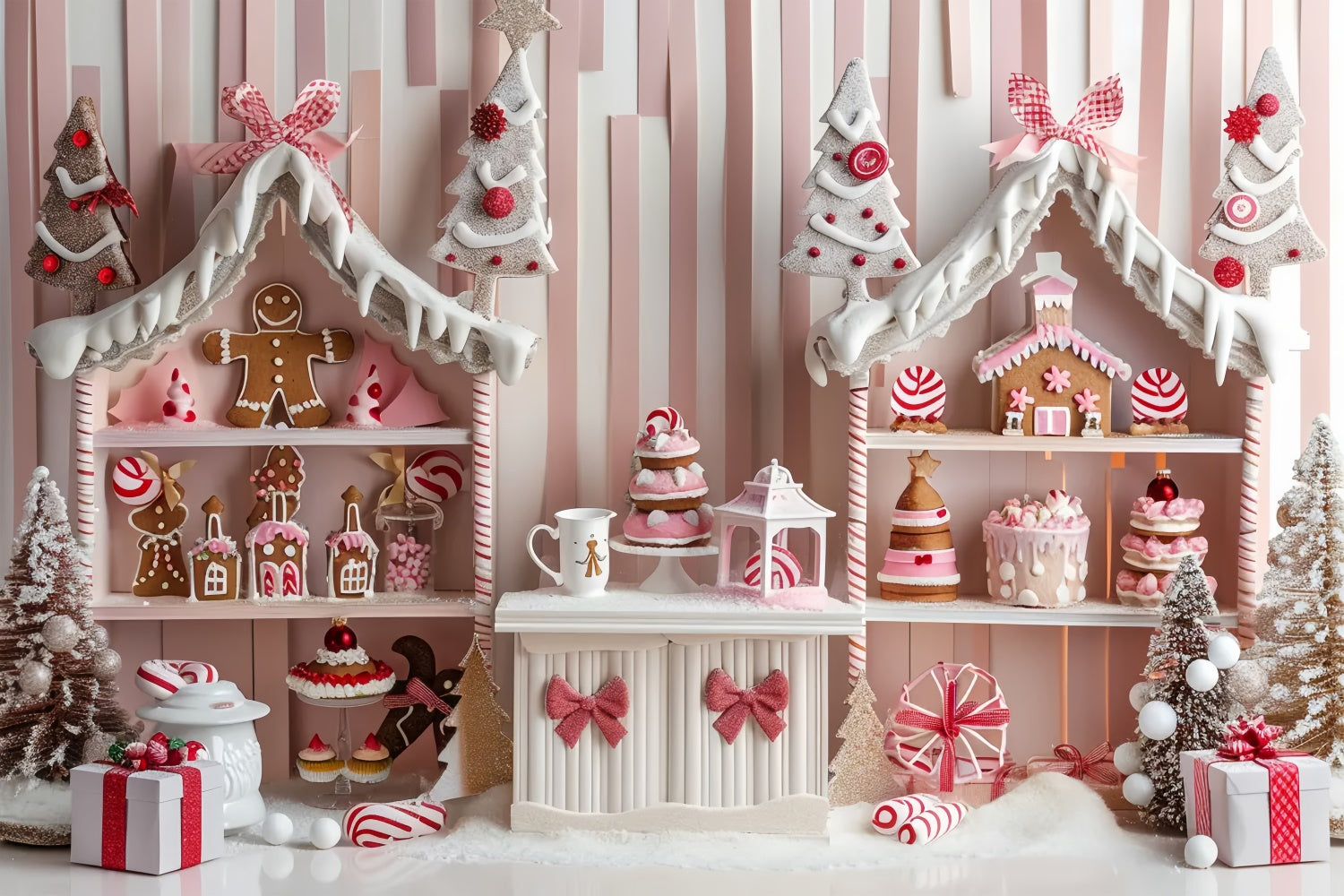 Christmas Pink Gingerbread Display Backdrop UK BRP8-43