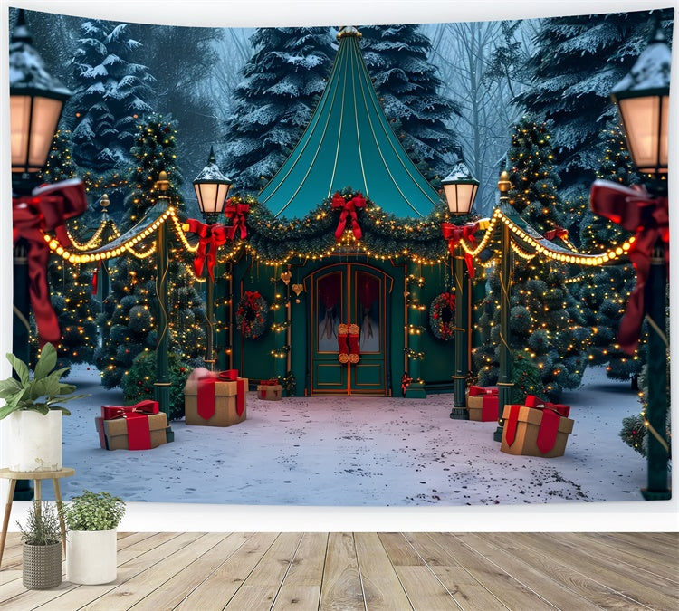 Christmas Snowy Tent in Woods Backdrop UK BRP8-45