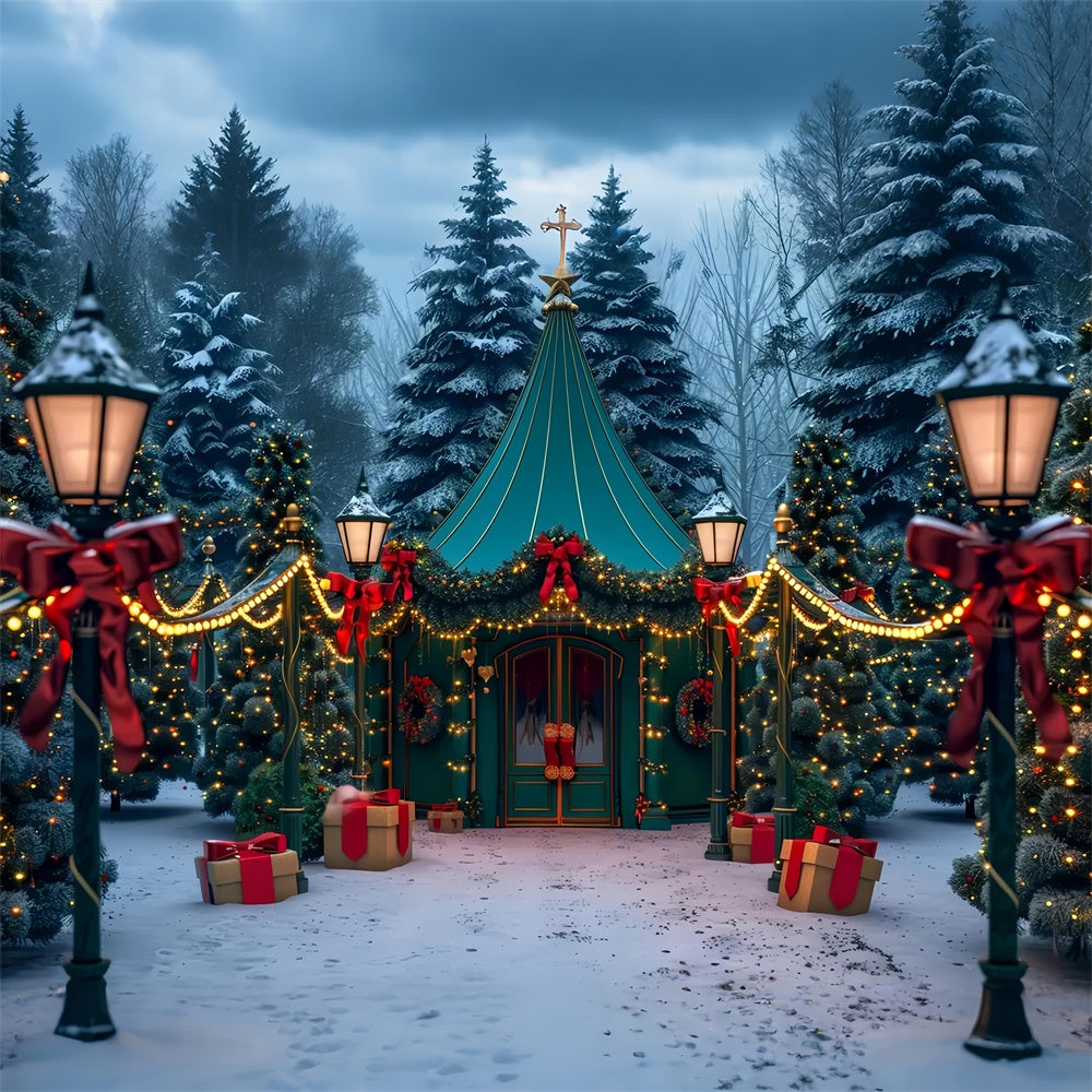 Christmas Snowy Tent in Woods Backdrop UK BRP8-45