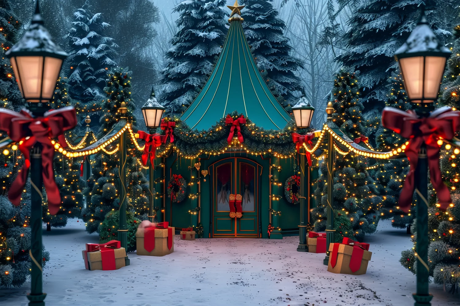 Christmas Snowy Tent in Woods Backdrop UK BRP8-45