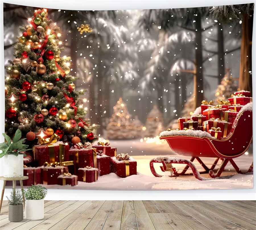 Christmas Sleigh in Winter Wonderland Backdrop UK BRP8-49