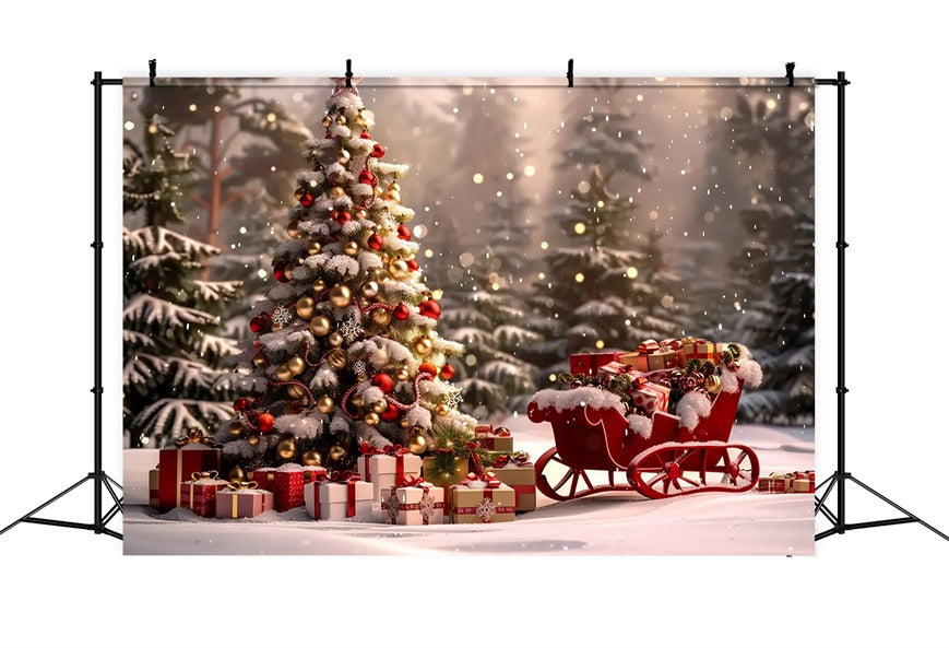 Christmas Sleigh in the Forest Backdrop UK BRP8-50