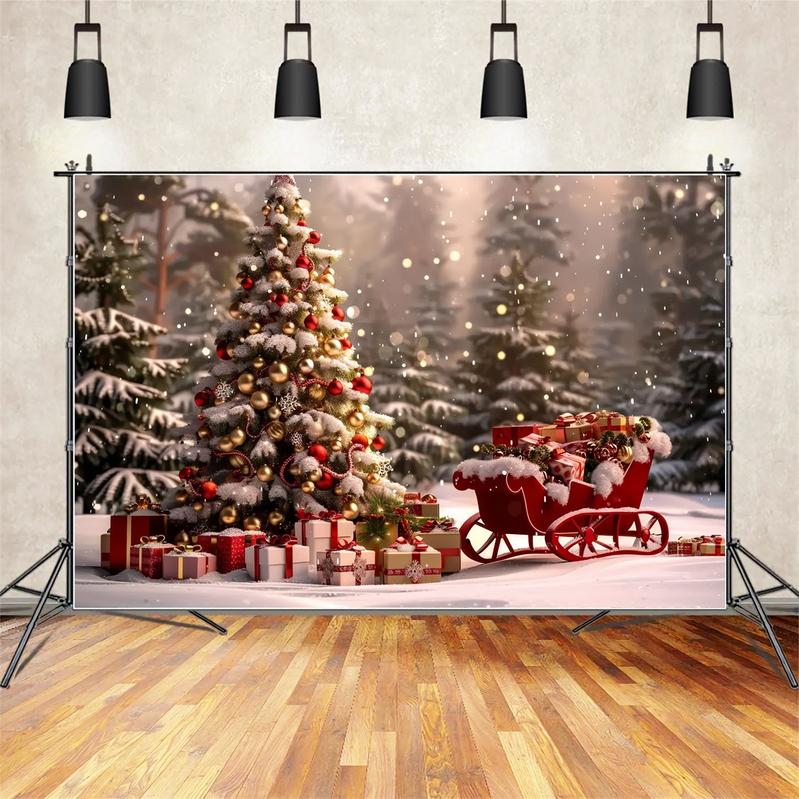 Christmas Sleigh in the Forest Backdrop UK BRP8-50