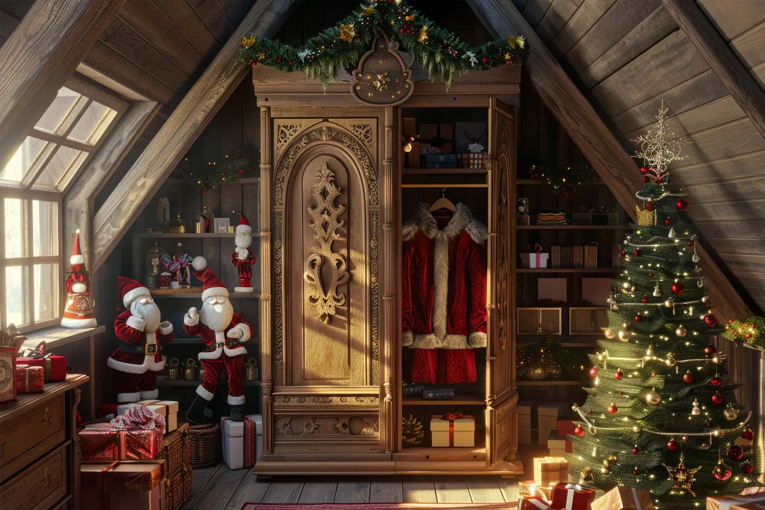 Christmas Tree and Santa’s Wardrobe Backdrop UK BRP8-55