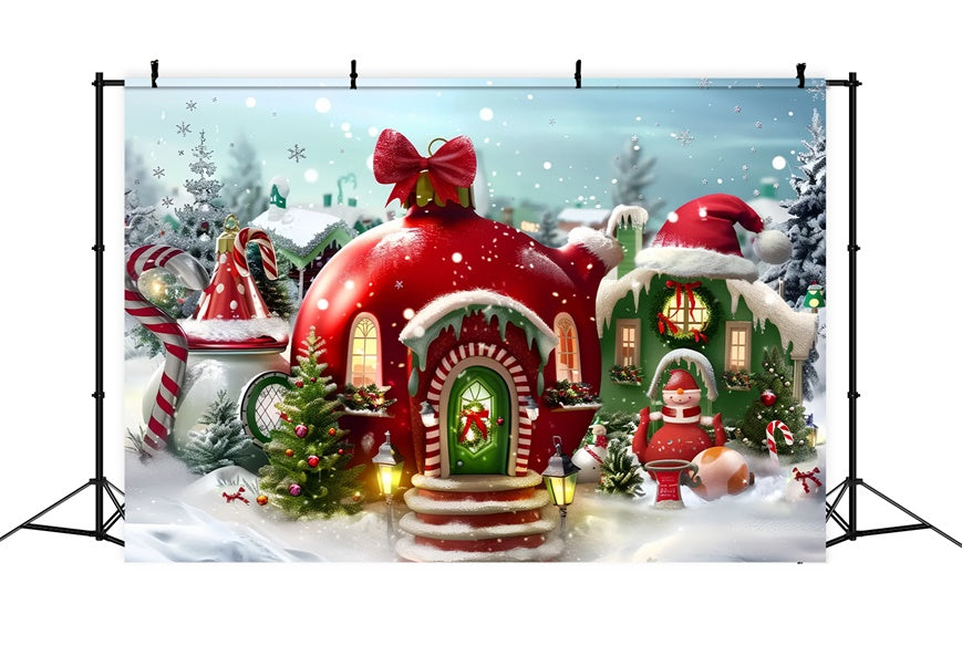 Christmas Elf House in Snow Backdrop UK BRP8-56