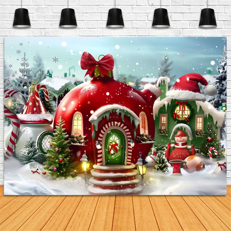 Christmas Elf House in Snow Backdrop UK BRP8-56