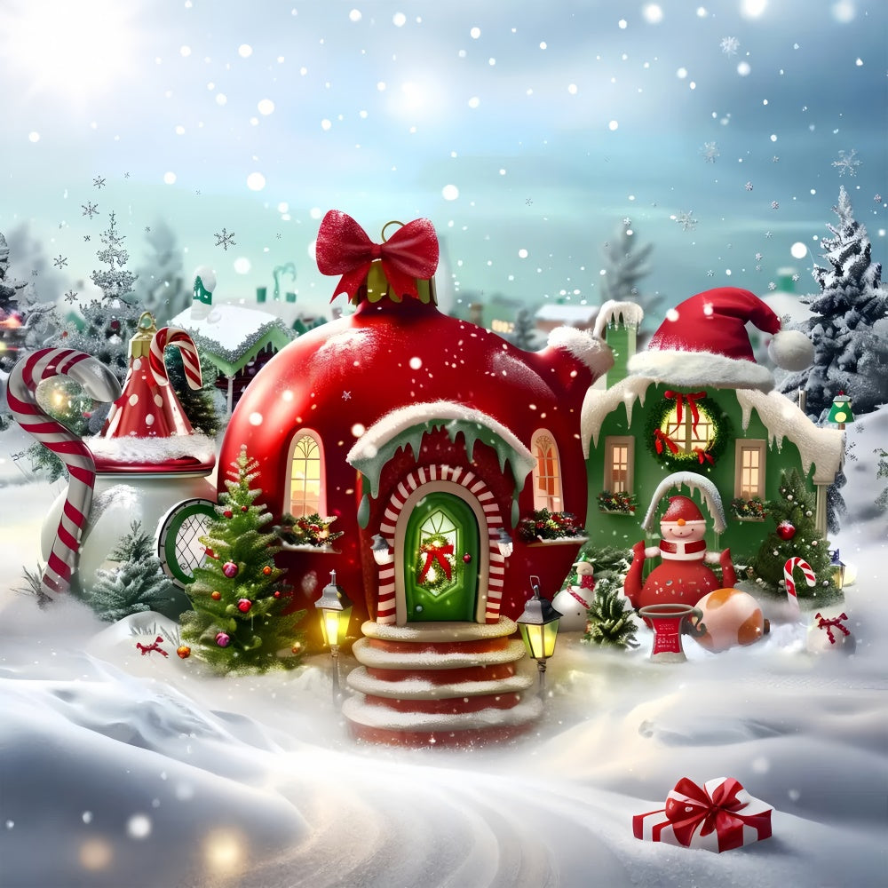 Christmas Elf House in Snow Backdrop UK BRP8-56