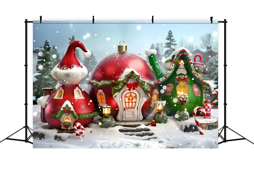 Santa’s Teapot Village Christmas Backdrop UK BRP8-57