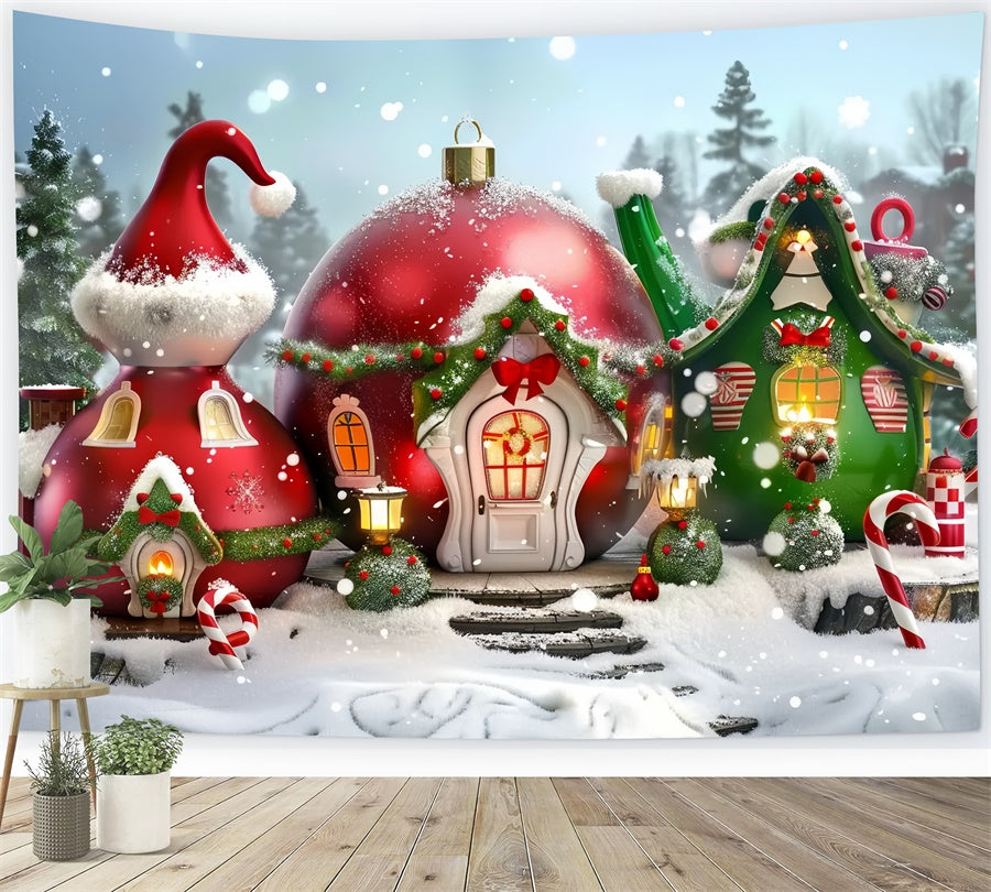 Santa’s Teapot Village Christmas Backdrop UK BRP8-57