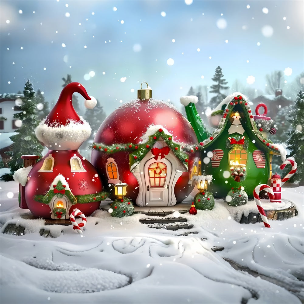 Santa’s Teapot Village Christmas Backdrop UK BRP8-57