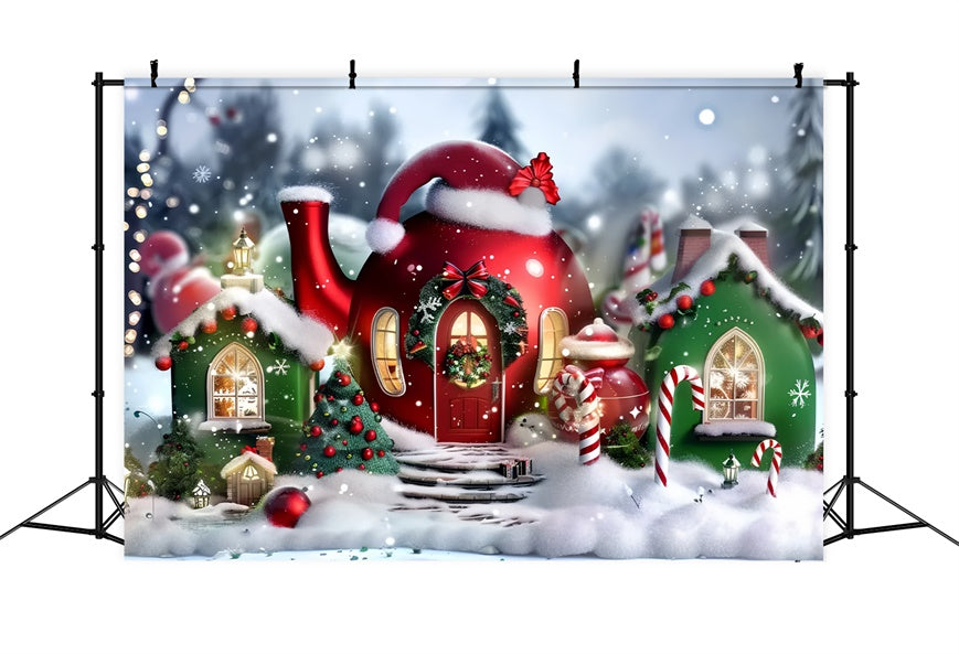 Santa Hat Cottage Christmas Backdrop UK BRP8-58