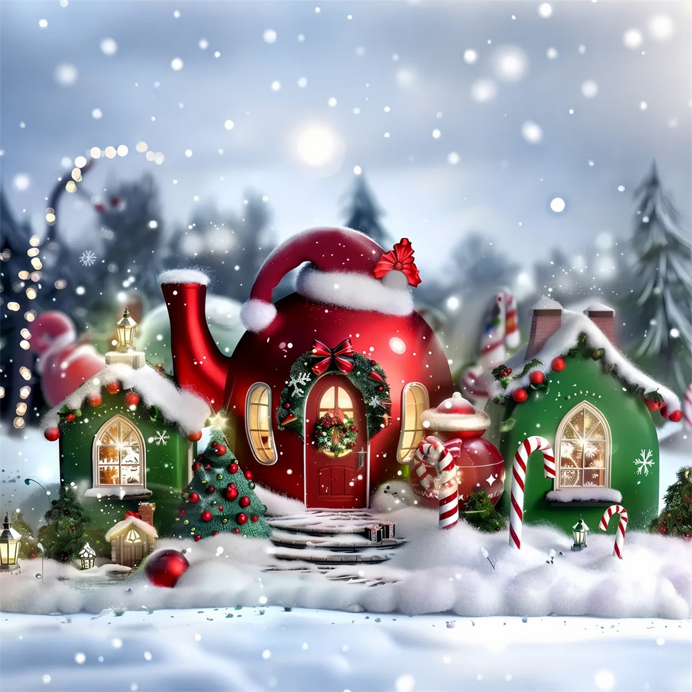 Santa Hat Cottage Christmas Backdrop UK BRP8-58