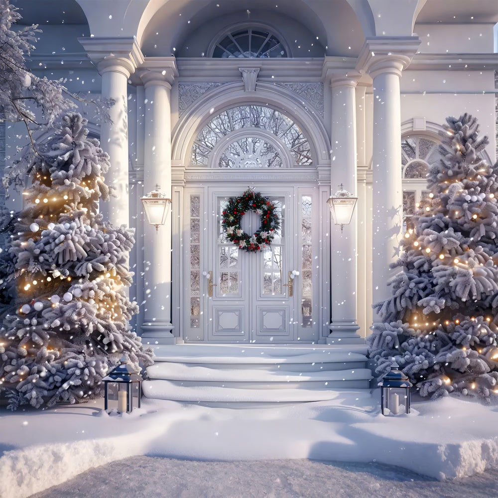 Christmas Snow-Covered Entrance Backdrop UK BRP8-6