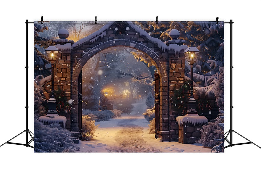 Christmas Serene Snowy Path Arch Backdrop UK BRP8-61