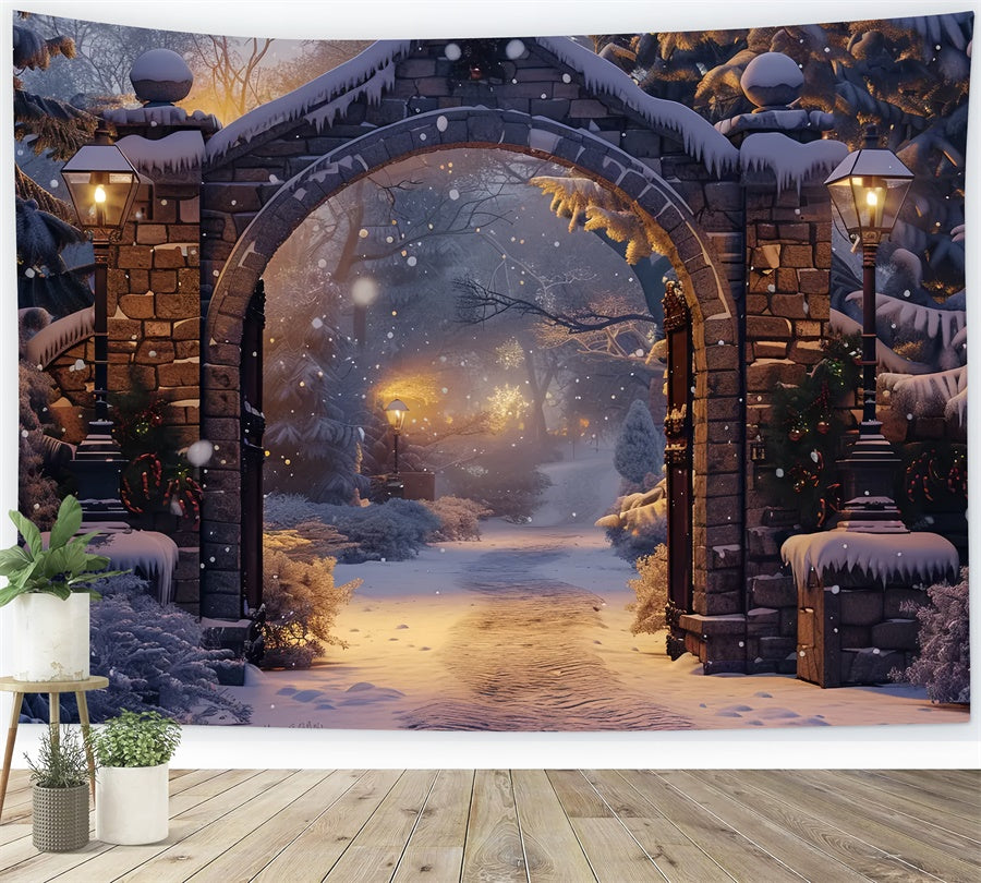 Christmas Serene Snowy Path Arch Backdrop UK BRP8-61