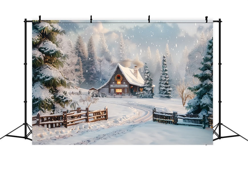 Cozy Christmas Cabin in the Snow Backdrop UK BRP8-70