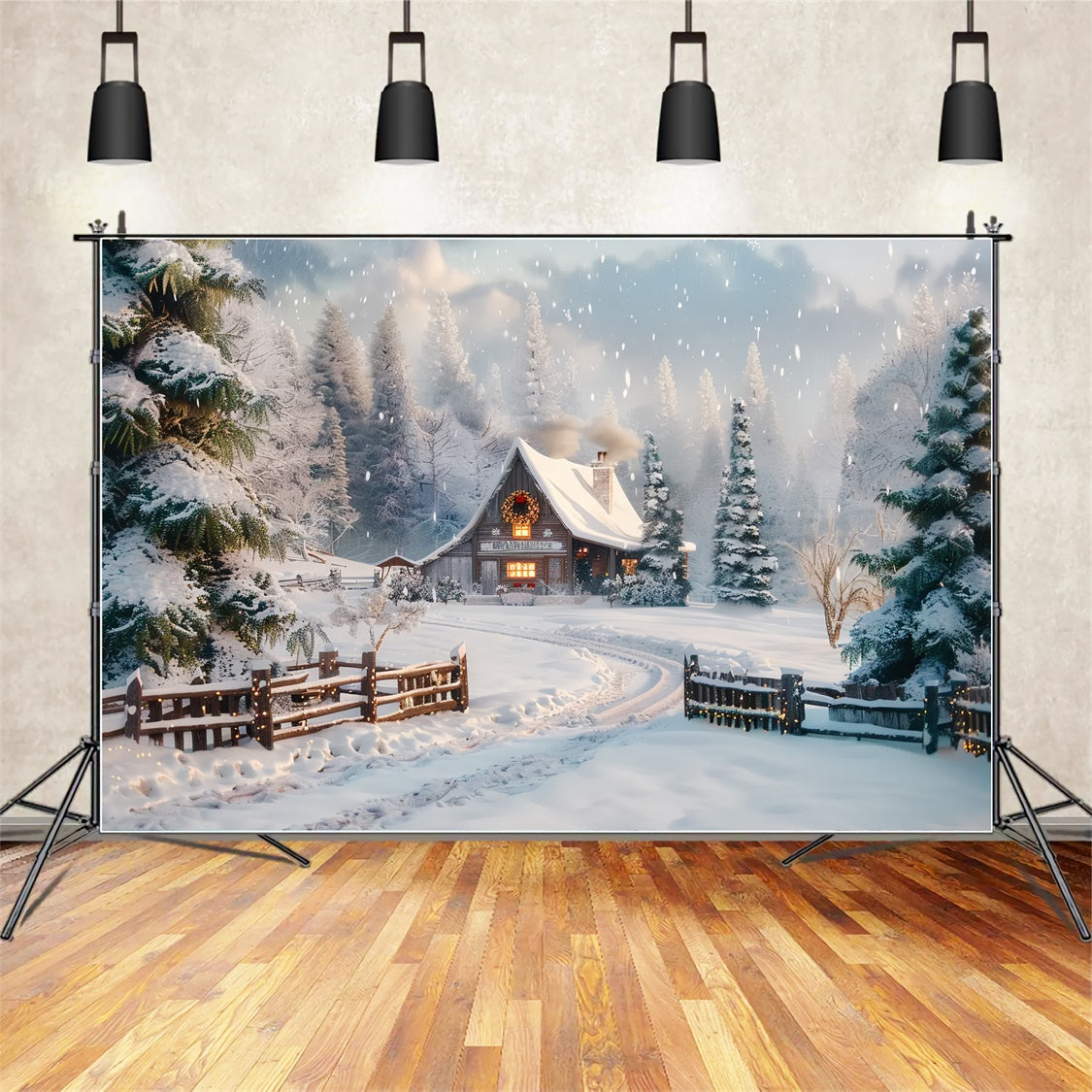 Cozy Christmas Cabin in the Snow Backdrop UK BRP8-70