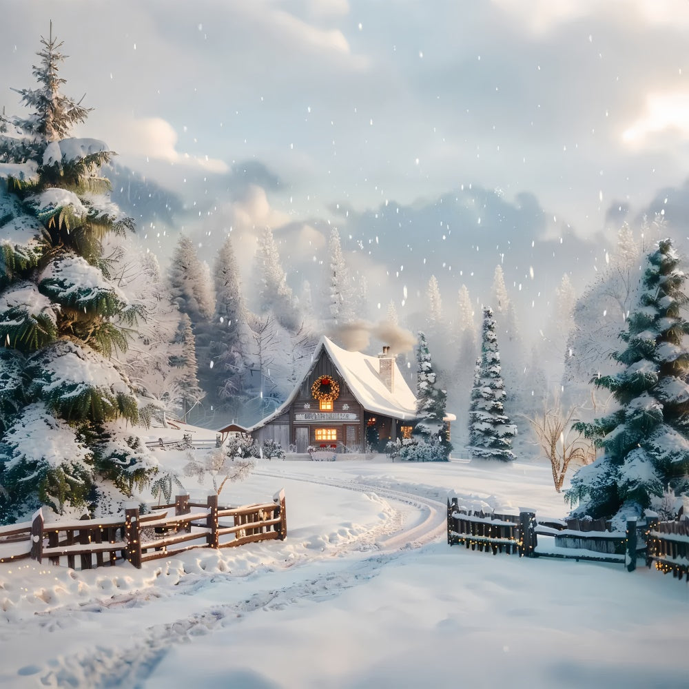 Cozy Christmas Cabin in the Snow Backdrop UK BRP8-70