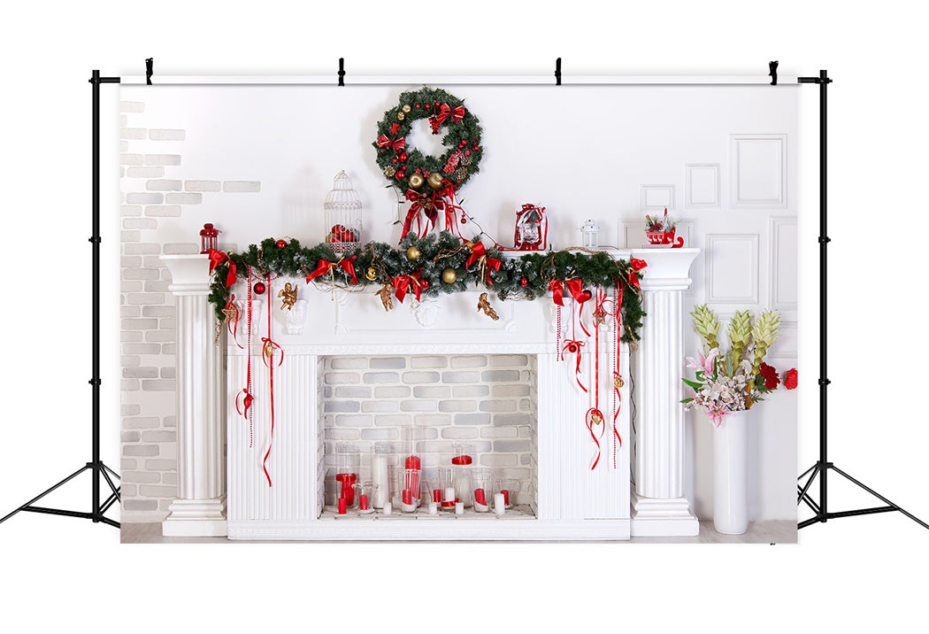 Christmas Classic White Hearth Backdrop UK BRP8-78