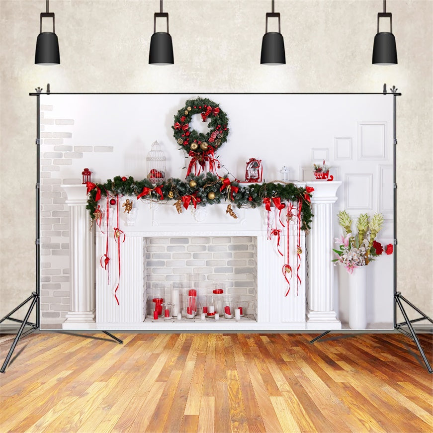 Christmas Classic White Hearth Backdrop UK BRP8-78