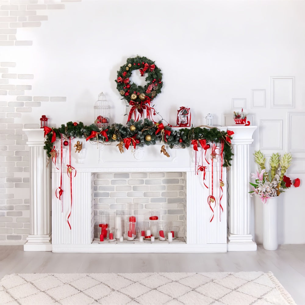 Christmas Classic White Hearth Backdrop UK BRP8-78