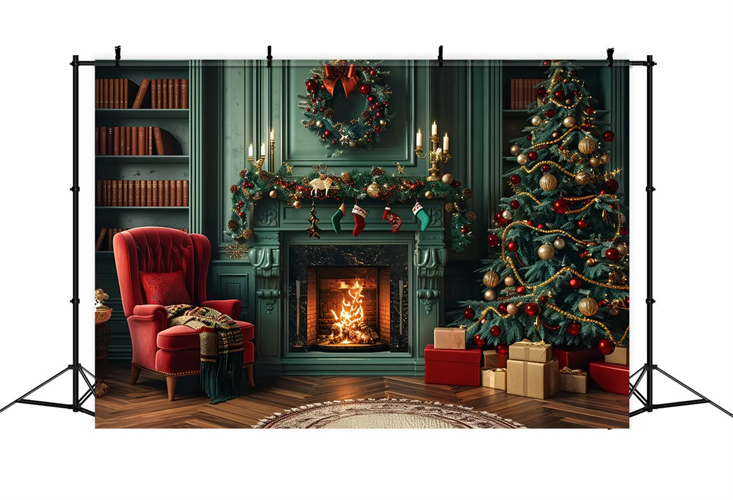 Christmas Elegant Fireplace Charm Backdrop UK BRP8-8