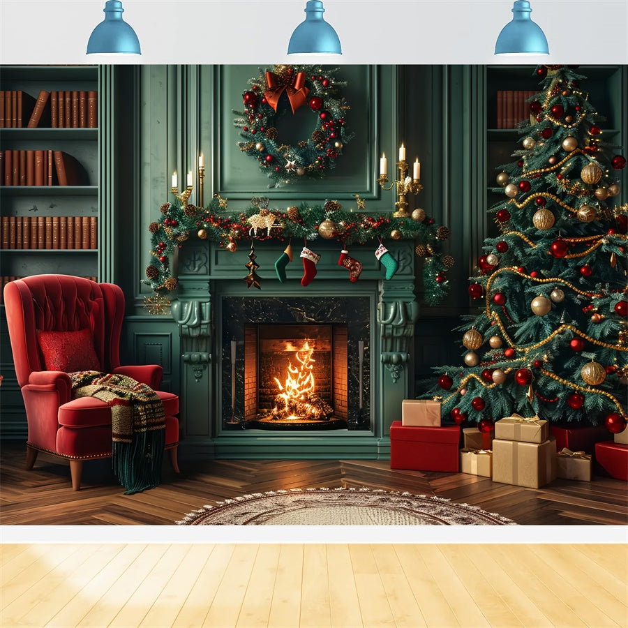 Christmas Elegant Fireplace Charm Backdrop UK BRP8-8