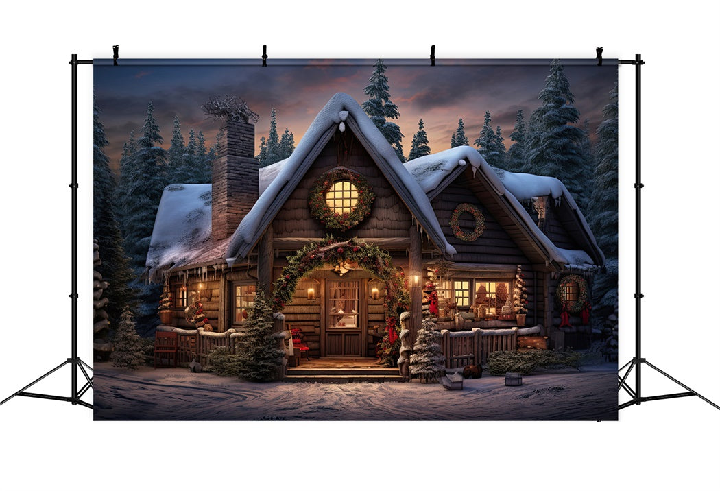 Christmas Warm Woodland Cottage Backdrop UK BRP8-80