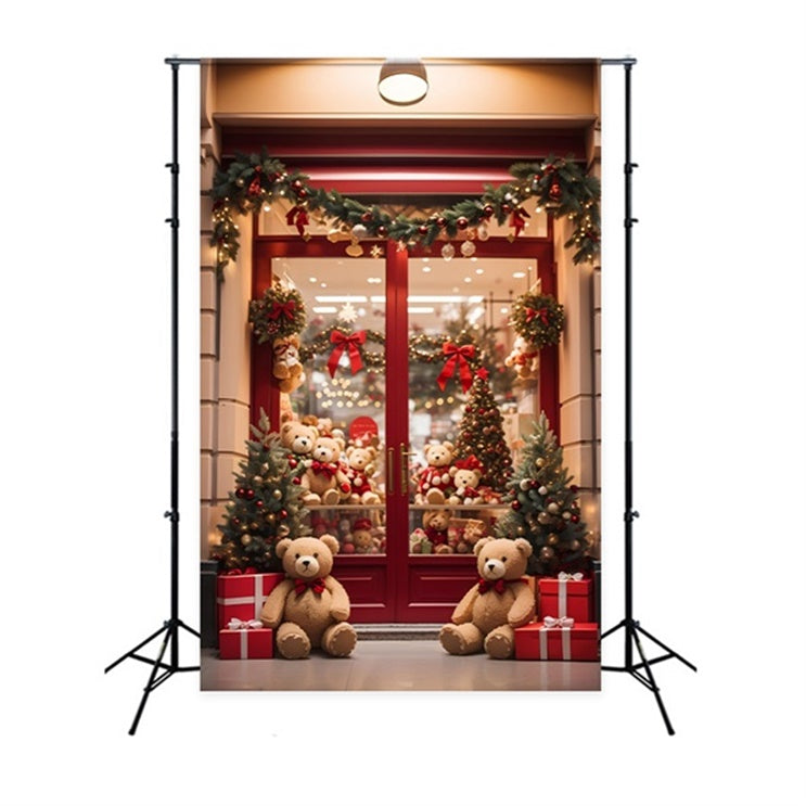 Christmas Teddy Bear Shop Window Backdrop UK BRP8-81