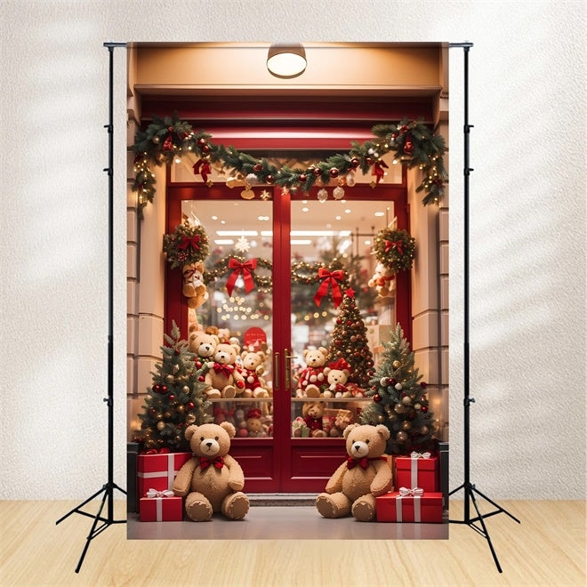 Christmas Teddy Bear Shop Window Backdrop UK BRP8-81