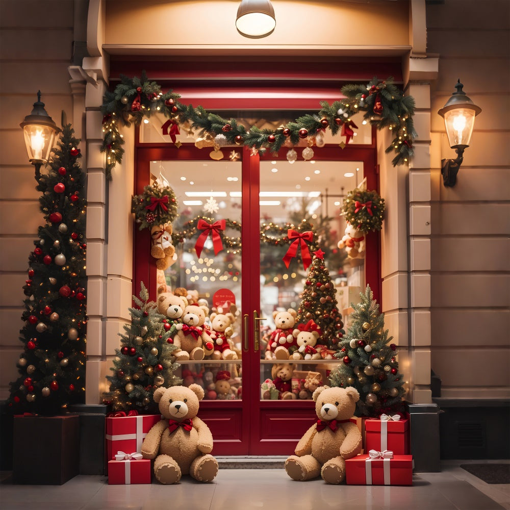 Christmas Teddy Bear Shop Window Backdrop UK BRP8-81