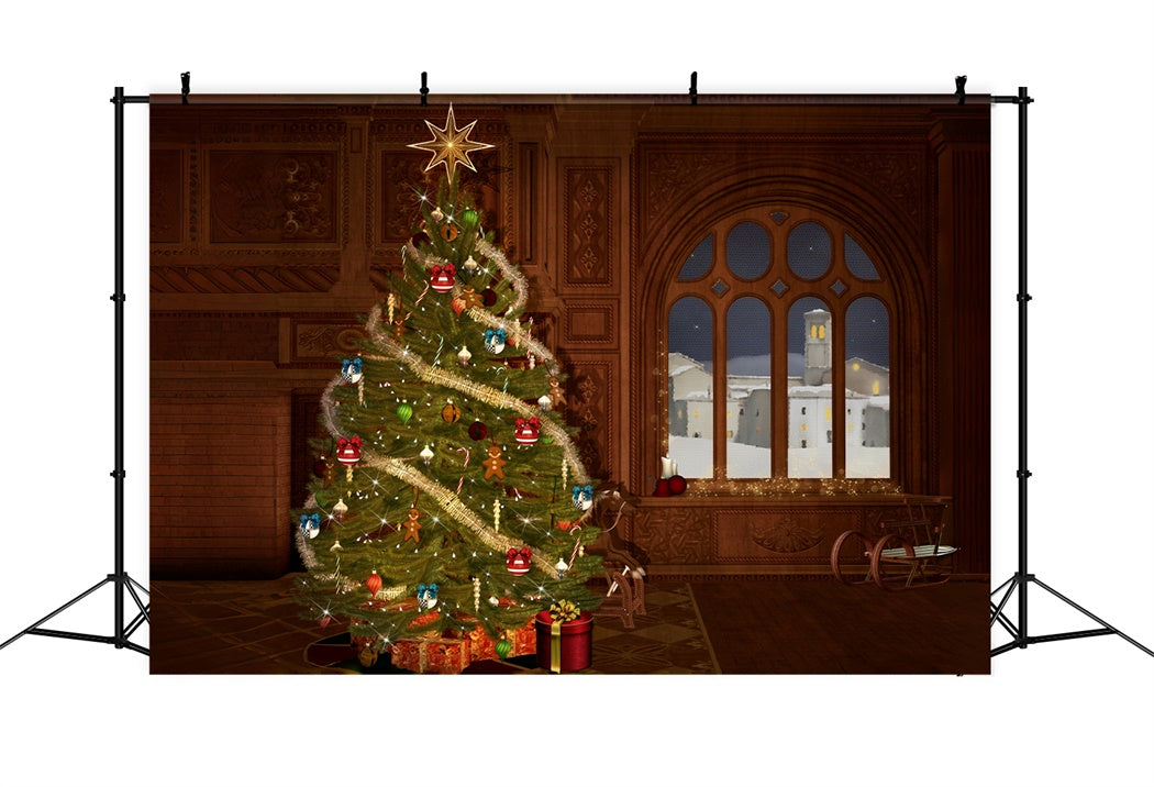 Christmas Heritage Holiday Tree Backdrop UK BRP8-87