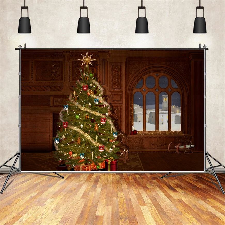 Christmas Heritage Holiday Tree Backdrop UK BRP8-87