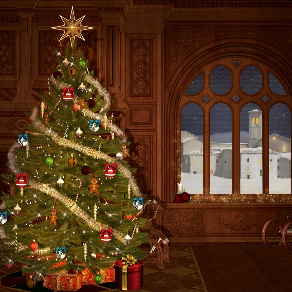 Christmas Heritage Holiday Tree Backdrop UK BRP8-87