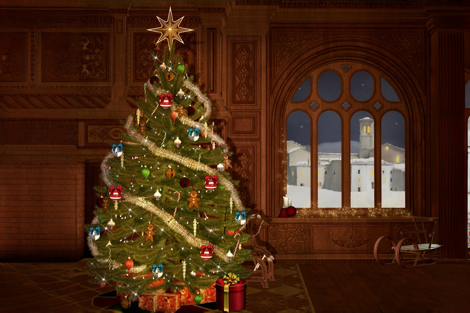 Christmas Heritage Holiday Tree Backdrop UK BRP8-87