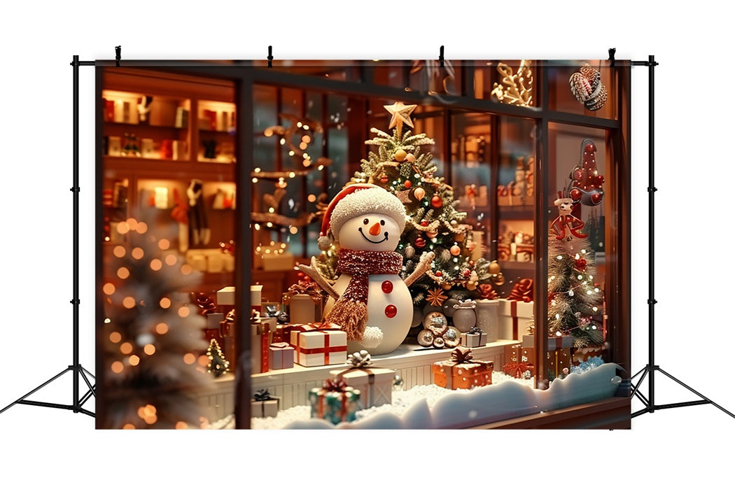 Christmas Snowman and Gifts Window Backdrop UK BRP8-95