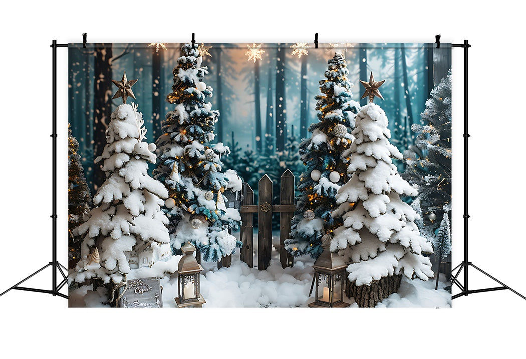 Christmas Star-Lit Snowy Pines Backdrop UK BRP8-96