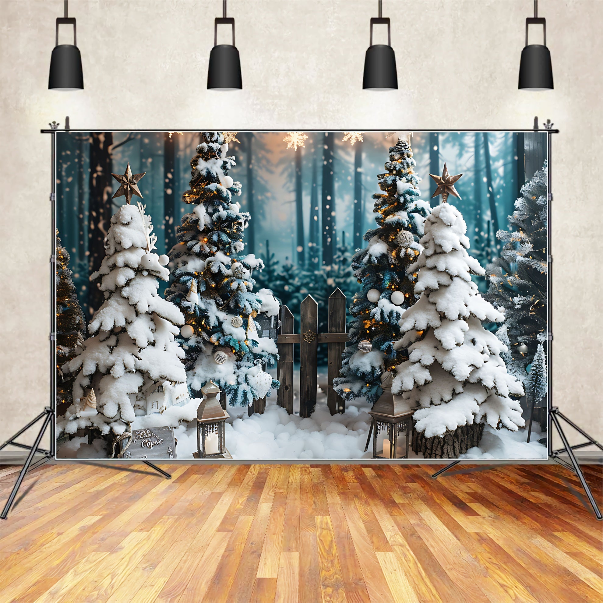 Christmas Star-Lit Snowy Pines Backdrop UK BRP8-96