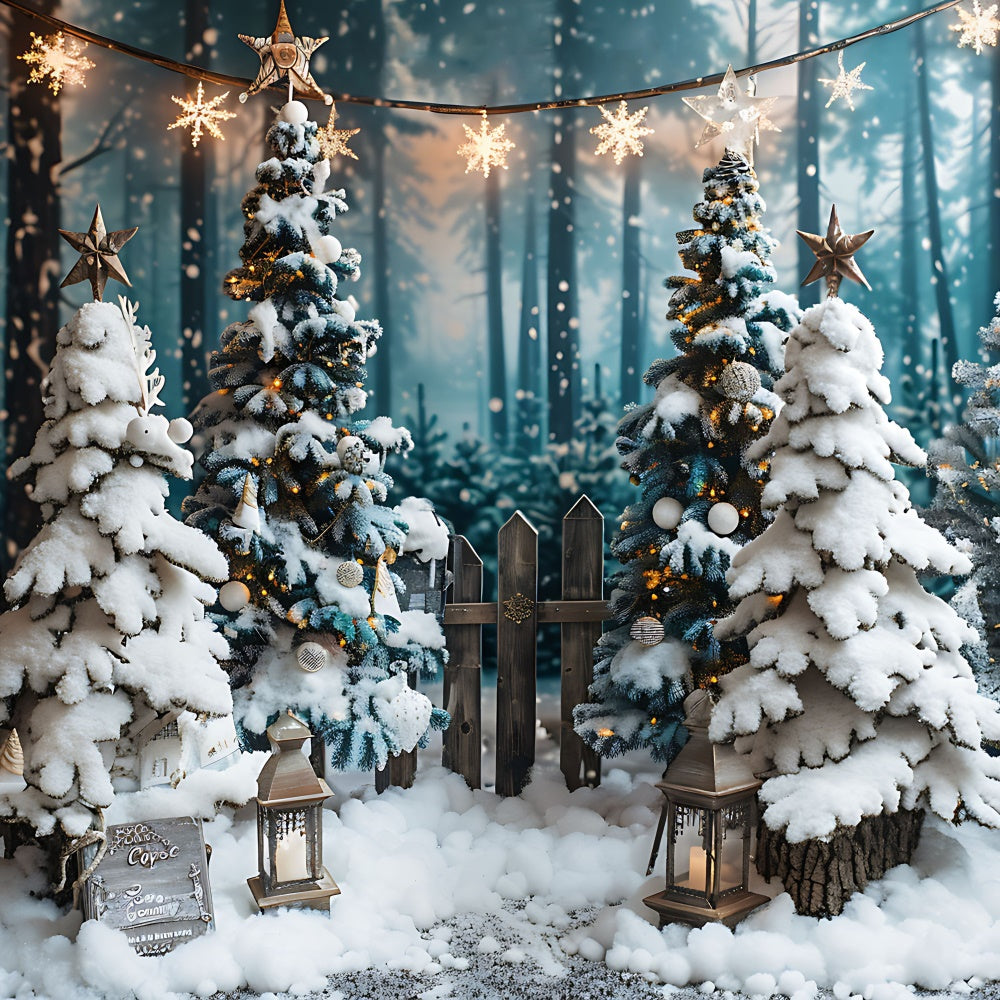 Christmas Star-Lit Snowy Pines Backdrop UK BRP8-96